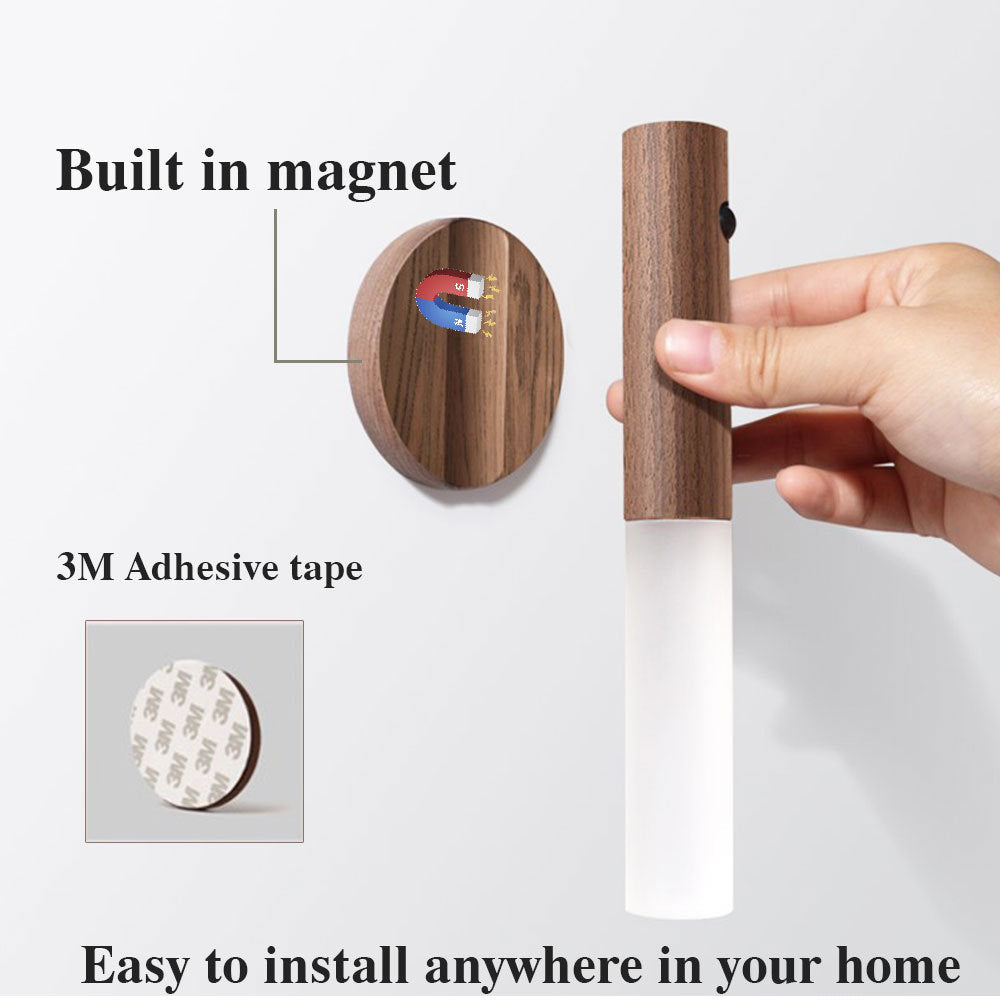 Wireless Motion Senser Night Lamp LED USB Magnetic Wood